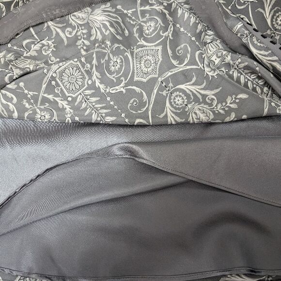 WHbm grey pure silk midi slip skirt a-line size 8 floral parsley - Picture 7 of 10